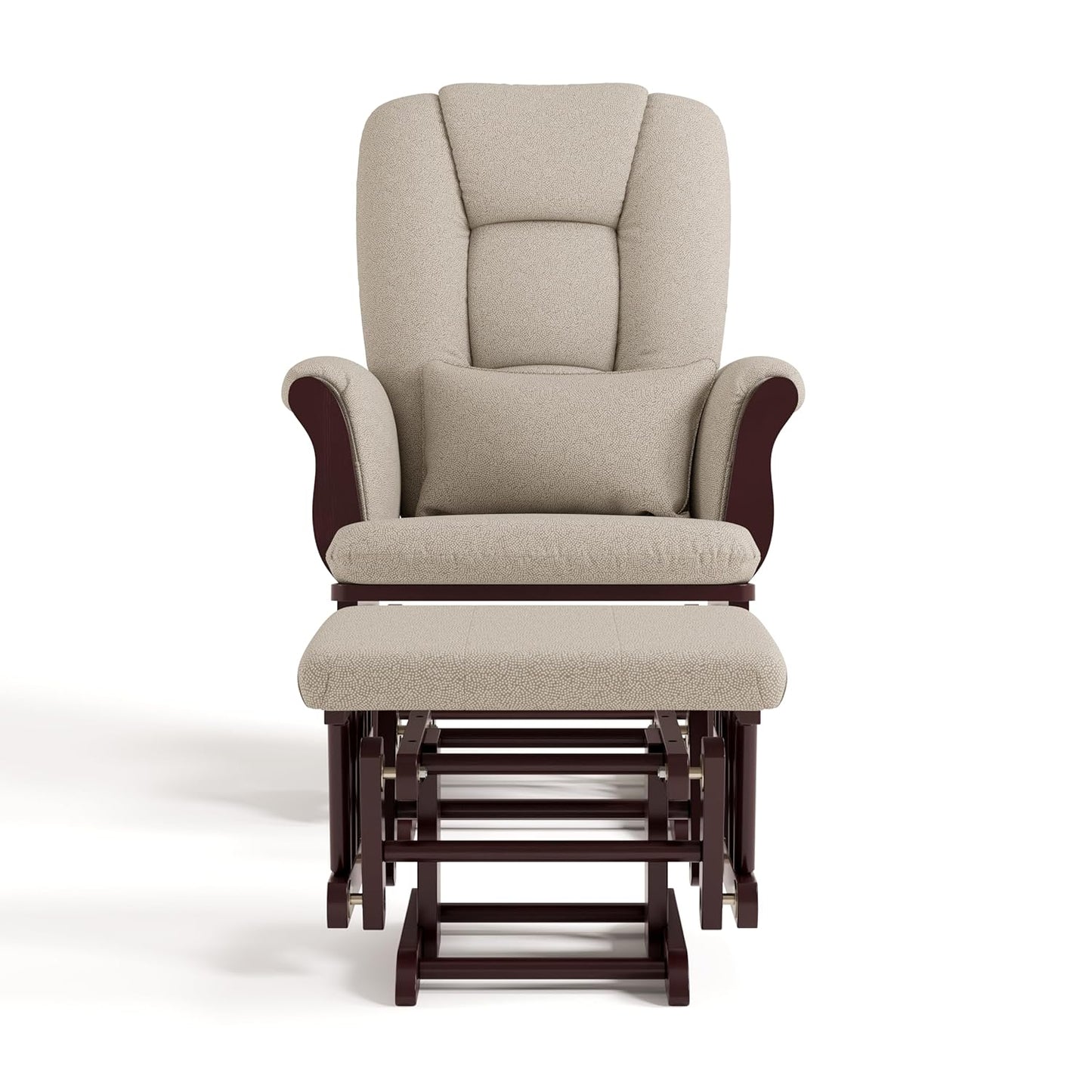 Storkcraft Tuscany Glider with Ottoman (Black/Gray) — GREENGUARD Gold Certified, Bonus Lumbar Cushion Included, Solid Wood Base, Smooth Motion, Award-Winning Nursery Rocking Chair, Glider and Ottoman