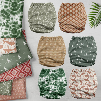 Mama Koala 3.0 Pocket Cloth Diapers for Babies with AWJ Lining, 6 Pack with 6 4-Layer Natural Cloth Diaper Inserts - Reusable and Washable Pocket Diapers(Hardworking Bees) - Colors B