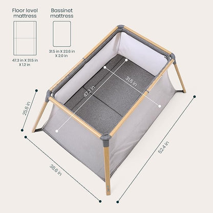 Tutti Bambini CoZee® Go 3-in-1 Portable Bassinet, Baby Playpen & Travel Crib | Foldable Playard with Mattress Included | Birth to 3 Years (Oak & Charcoal) | Baby essentials, Travel essentials, Baby registry search