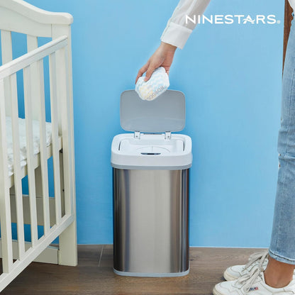 Ninestars NPT-16-1TB Automatic Touchless Motion Sensor Diaper Disposal Trash Can with lid, 4.2 gallon/16 L, Teal Blue, Plastic