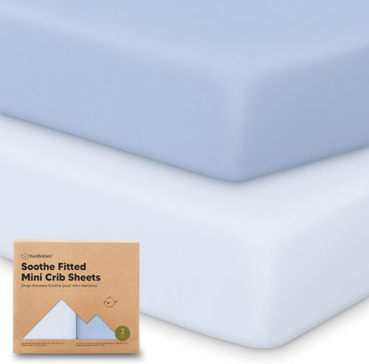 2-Pack Mini Crib Sheets Fitted - 38x26 Pack N Play Sheets for Pack and Play Mattress, Organic Cotton, Soft & Breathable Playard Bedding, Neutral Mini Toddler Bed Cover for Boys, Girls (Dragon Tale)