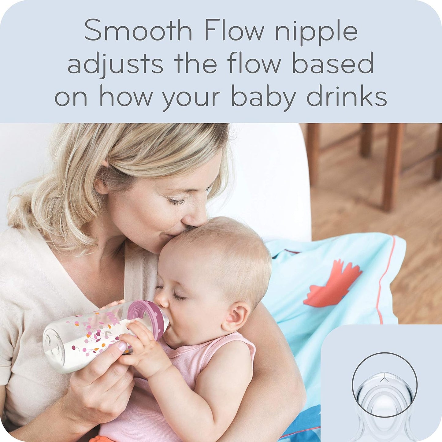 NUK Smooth Flow Anti Colic Baby Bottle, Elephant, 5 Ounce (3 Pack)