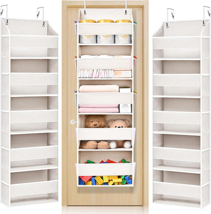 ULG 1 Pack Over Door Organizer with 5 Large and 10 Mesh Side Pockets, 44 lbs Weight Capacity Hanging Storage with Clear Window Kids Toys, Shoes, Diapers, Dark Grey, 5 Layers