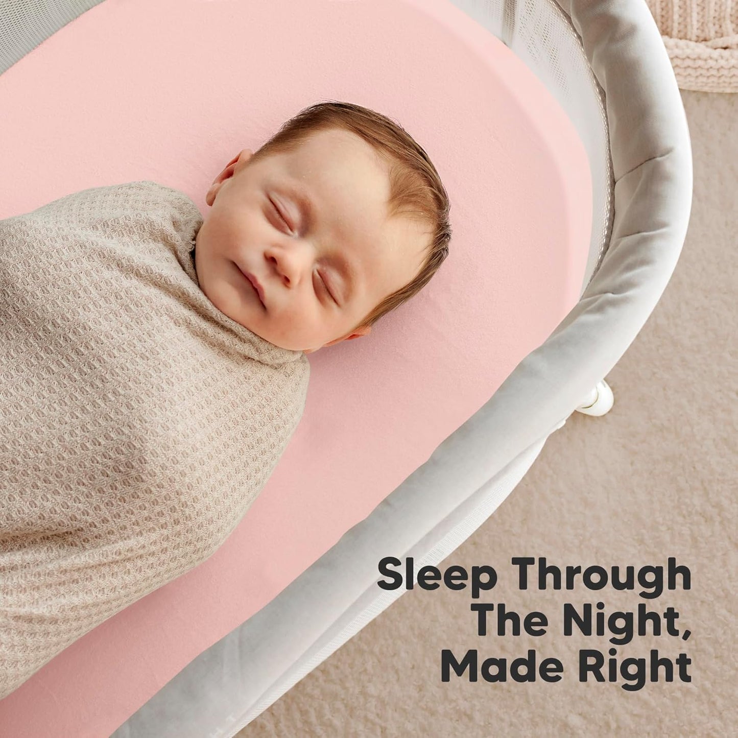 2-Pack Organic Bassinet Sheets for Girls, Boys - 100% Cotton Bassinet Mattress Sheets Compatible with Halo Bassinest Swivel Sleeper, Graco, Baby Delight, Chicco, Unisex Fitted Bassinet Sheets (Elly)
