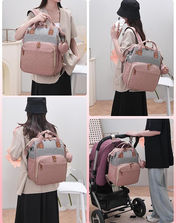 Diaper Bag Backpack with Changing Station, Waterproof Large Capacity, Baby Bag for Mom & Dad, 18 Pockets+USB Port, Foldable Changing Pad, Travel Backpack for Newborn Essentials, Baby Gift