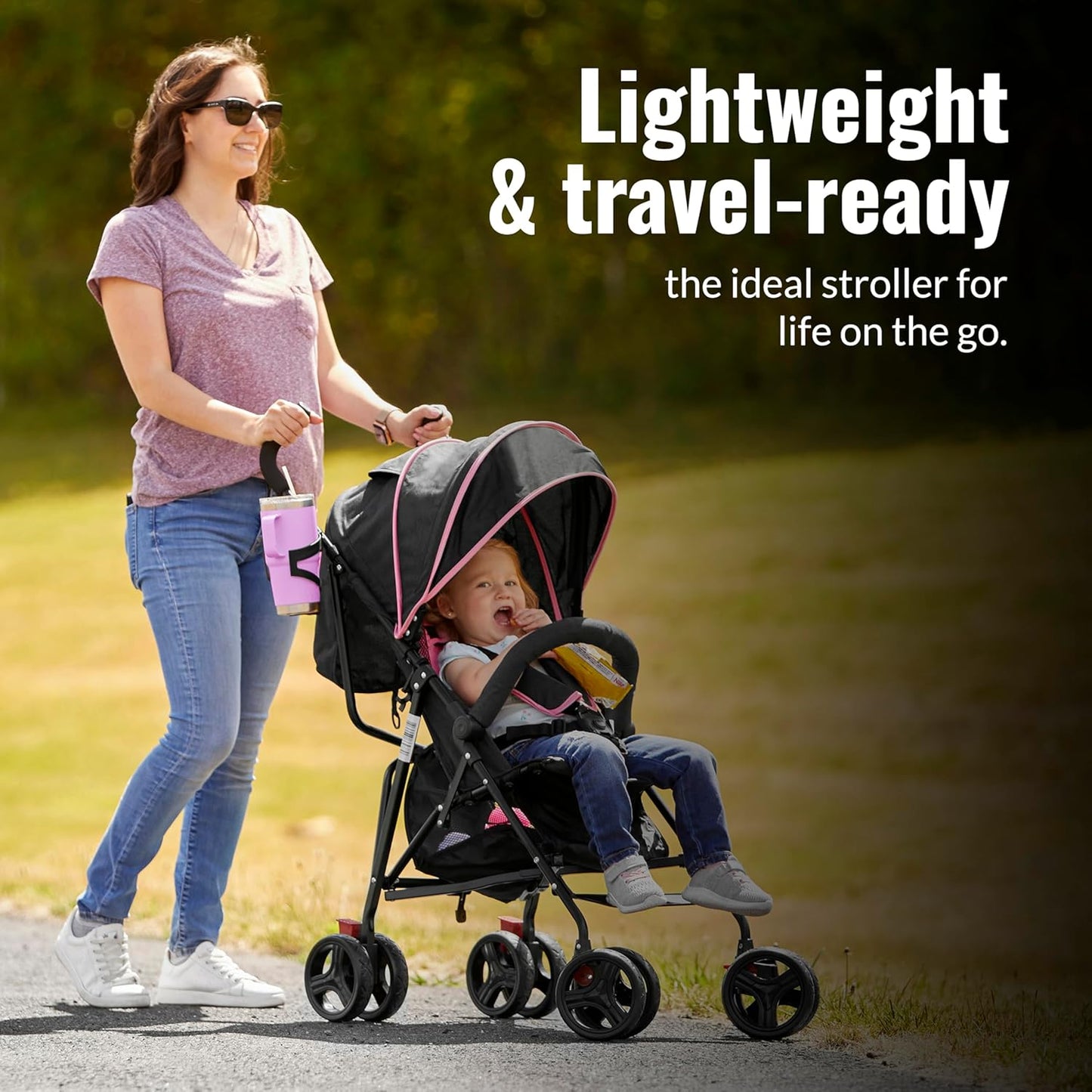 Dream On Me Vista Moonwalk Stroller, Disney Approved Lightweight Stroller for Toddlers and Infants, One-Hand Fold, Reclining Seat, Canopy with Sun Visor, Everyday & Travel Ready