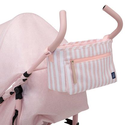 babyGap Classic Stroller - Lightweight Stroller with Recline, Compact Fold & Removable Parent Organizer - Made with Sustainable Materials, Grey Stripes