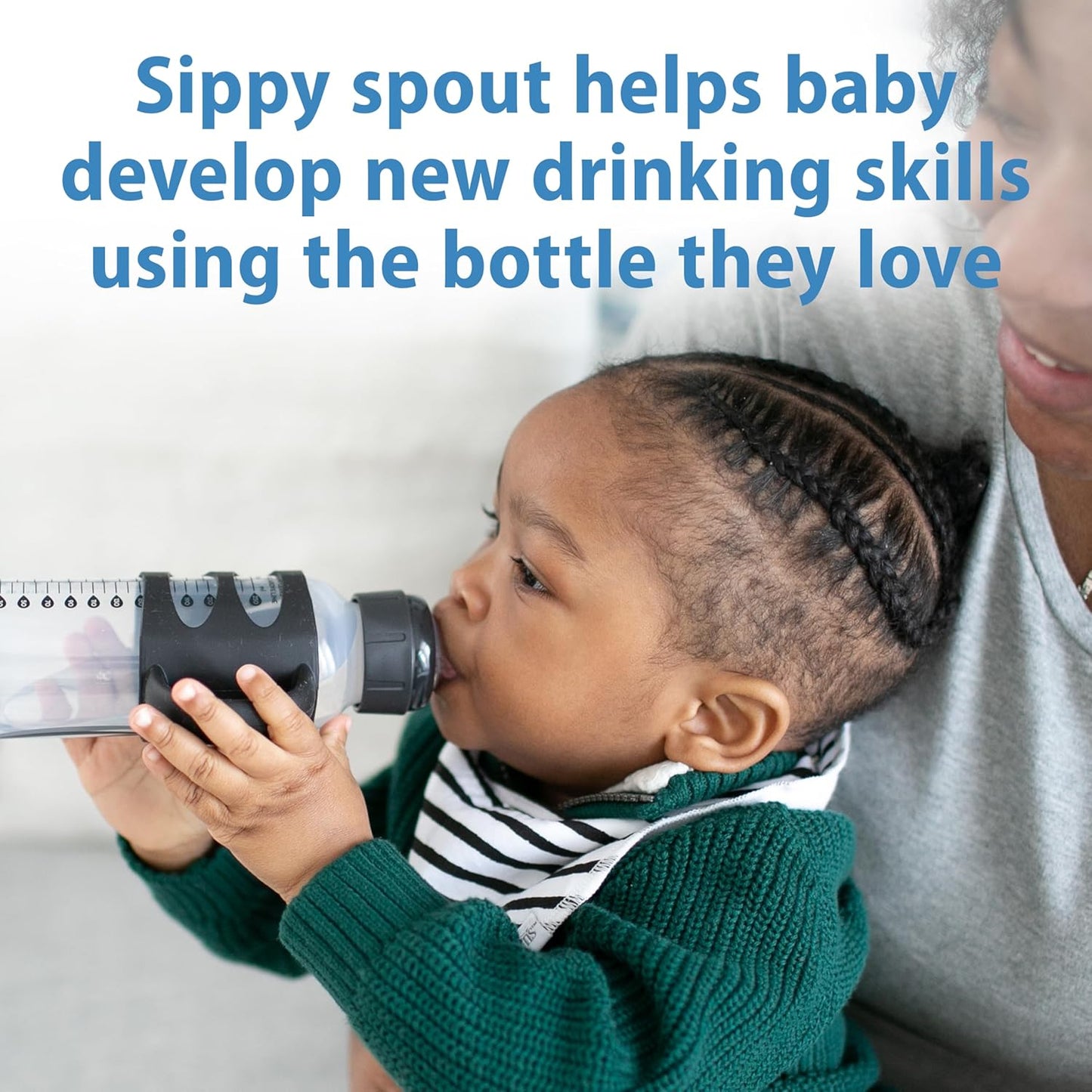 Dr. Brown's Milestones Narrow Sippy Spout Bottle with 100% Silicone, Easy-Grip Handles and Soft Sippy Spout, 8oz/250mL, Light Pink and Ecru, 2-Pack, 6m+