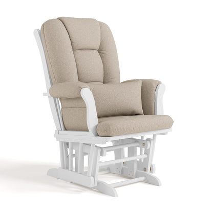 Storkcraft Tuscany Glider with Ottoman (Black/Gray) — GREENGUARD Gold Certified, Bonus Lumbar Cushion Included, Solid Wood Base, Smooth Motion, Award-Winning Nursery Rocking Chair, Glider and Ottoman
