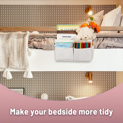 Bedside Storage Organizer 5 Pockets with 4 Hooks Hanging Storage Bag for Headboards/Bunk Bed (Pink)