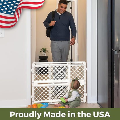 Toddleroo by North States - Renew 100% Recycled Plastic Baby Gate for Doorway; Sturdy for Indoor & Outdoor Use: Pressure Mounted, No Drill Gate; Made in USA; 26" to 42" Wide, 26" Tall; Pure White