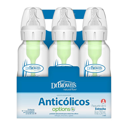Dr. Brown’s Anti-Colic Options+ Narrow Baby Bottles, 0m+ Level 1 Nipple - Baby Bottle to Reduce Colic (3 Pack), Purple 8 oz