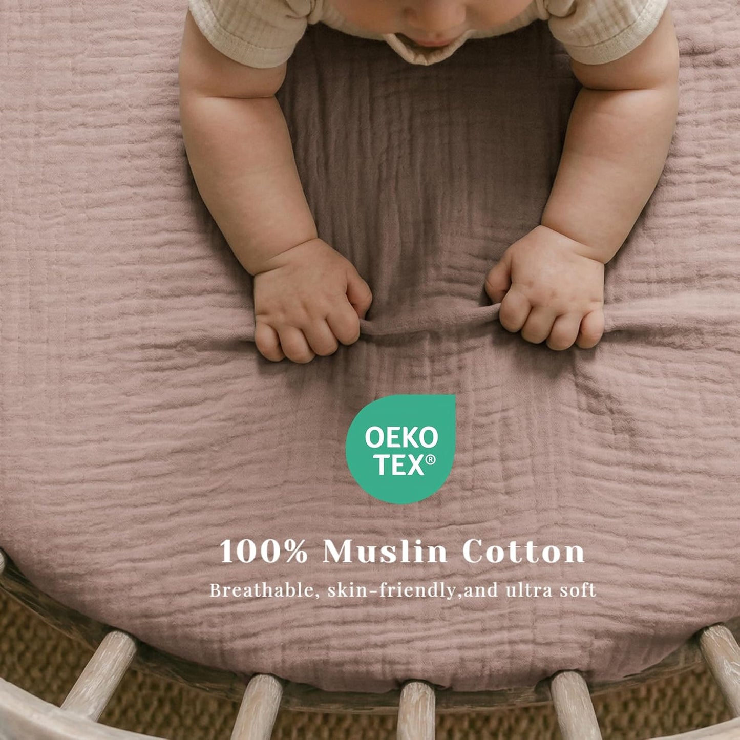 Muslin Bedside Sleeper Bassinet Fitted Sheets, 3 Pack Cotton Baby Sheet for Boys & Girls, Soft, Compatible with Baby Delight, Dream On Me, AMKE and Other Rectangle Mattress (Nightfall Blue)