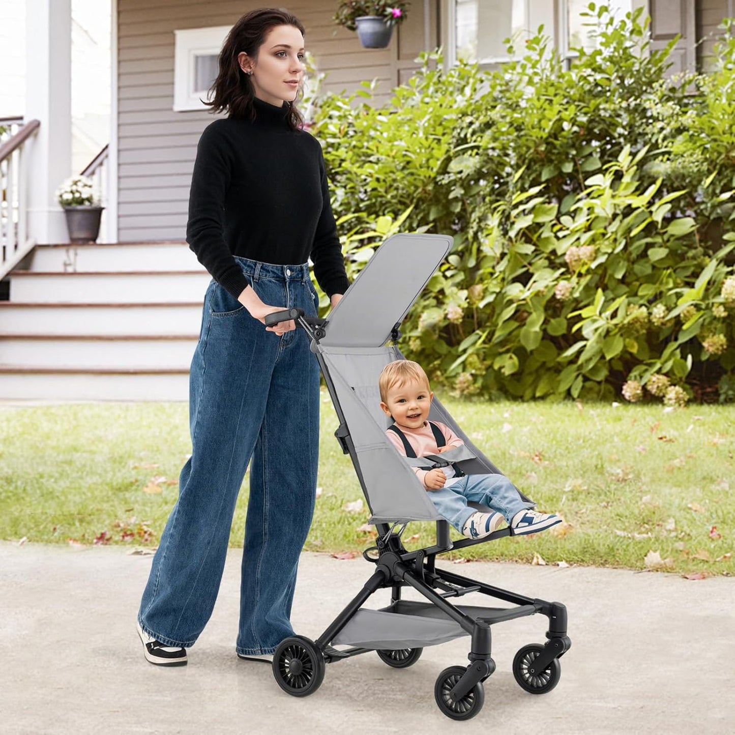 HONEY JOY Lightweight Baby Stroller, Travel for Airplane, Compact Easy One-Hand Fold with Canopy, All-Terrain Wheels, Storage Basket for Infant & Toddler