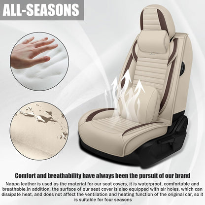 Seat Covers Fit for Mini Convertible 2009-2025 Premium Leather Car Seat Covers, Waterproof Non-Slip and Airbag Compatible, Fashion Car Seat Protector (Black Red,Front Set with Pillow)