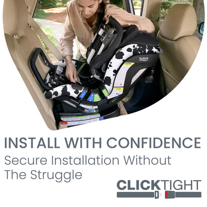 Britax Poplar S Convertible Car Seat, 2-in-1 Car Seat Extended Rear Facing, 17” Slim Car Seat Design with Fast & Easy ClickTight Installation, Anti-Rebound Bar & SafeWash Fabrics — Cowmooflage