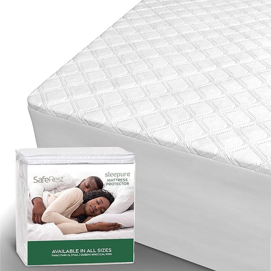 SafeRest Waterproof Twin XL Size Mattress Protector - Viscose Derived from Bamboo - Fitted with Stretchable Pockets - Machine Washable Viscose Blend Mattress Cover for Bed