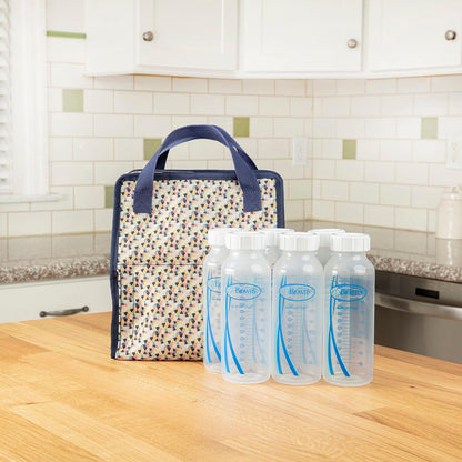 Dr. Brown’s Fold & Freeze Bottle Tote, Breastfeeding Essential Cooler Bag, 6 Baby Bottles Milk Storage - Black