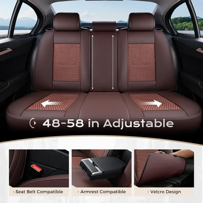 Coverado Leather Seat Covers for Car, Waterproof Car Seat Covers Full Set, 2 in 1 Conversions Car Seat Cover Protector Car Accessories Universal Fit for Most Cars SUVs and Trucks Beige