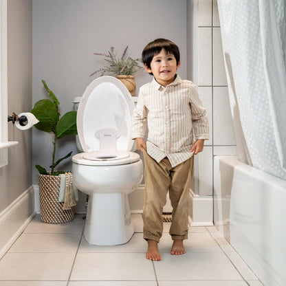 Ingenuity Ready Set Go Potty Training Toilet, Removable Bowl, Non-Skid Bottom, Wide Stable Base, Age 18 Months & Up, White & Grey