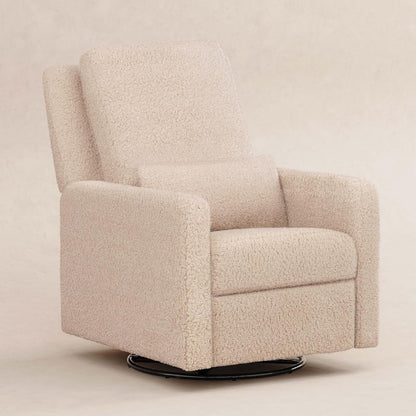 Babyletto Sigi Electronic Power Recliner & Swivel Glider with USB Port in Performance Beach Eco-Weave with Light Wood Base, Water Repellent & Stain Resistant, Greenguard Gold and CertiPUR-US Certified