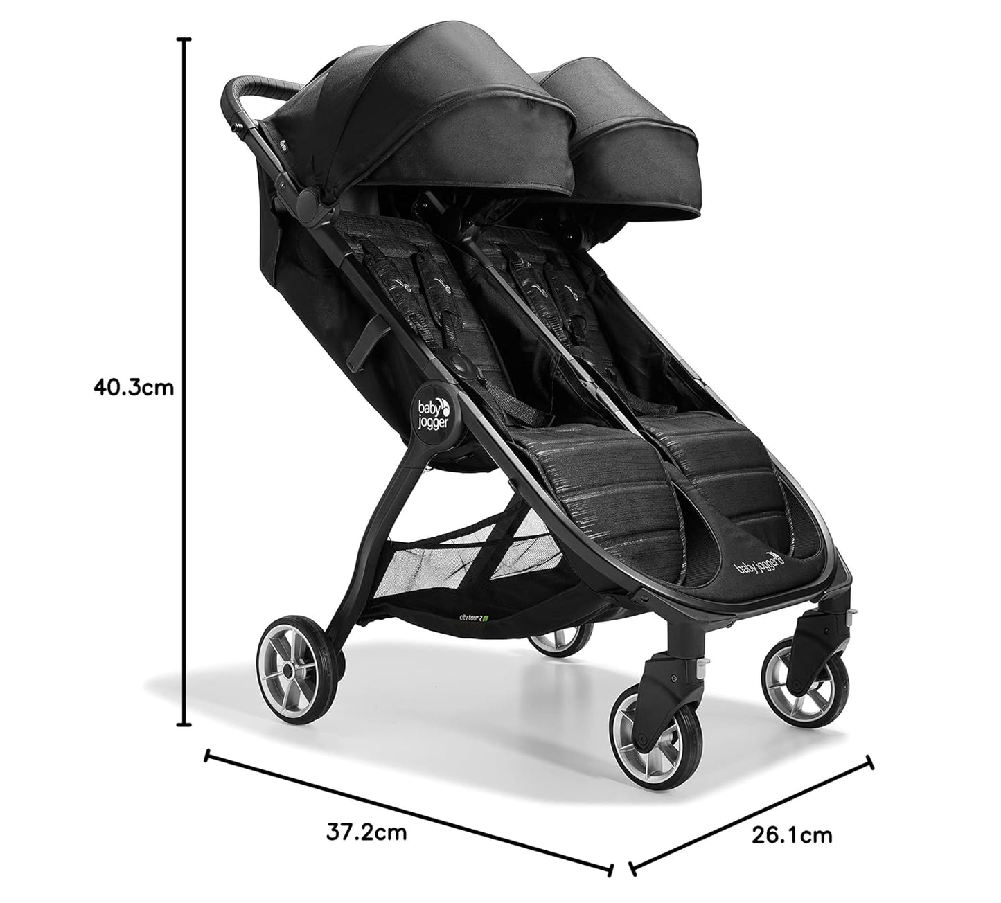 Baby Jogger City Tour 2 Carry-On Approved Travel Stroller, Ultra-Compact Baby Stroller, Lightweight, Easy Fold, Baby Travel Essential, Pitch Black