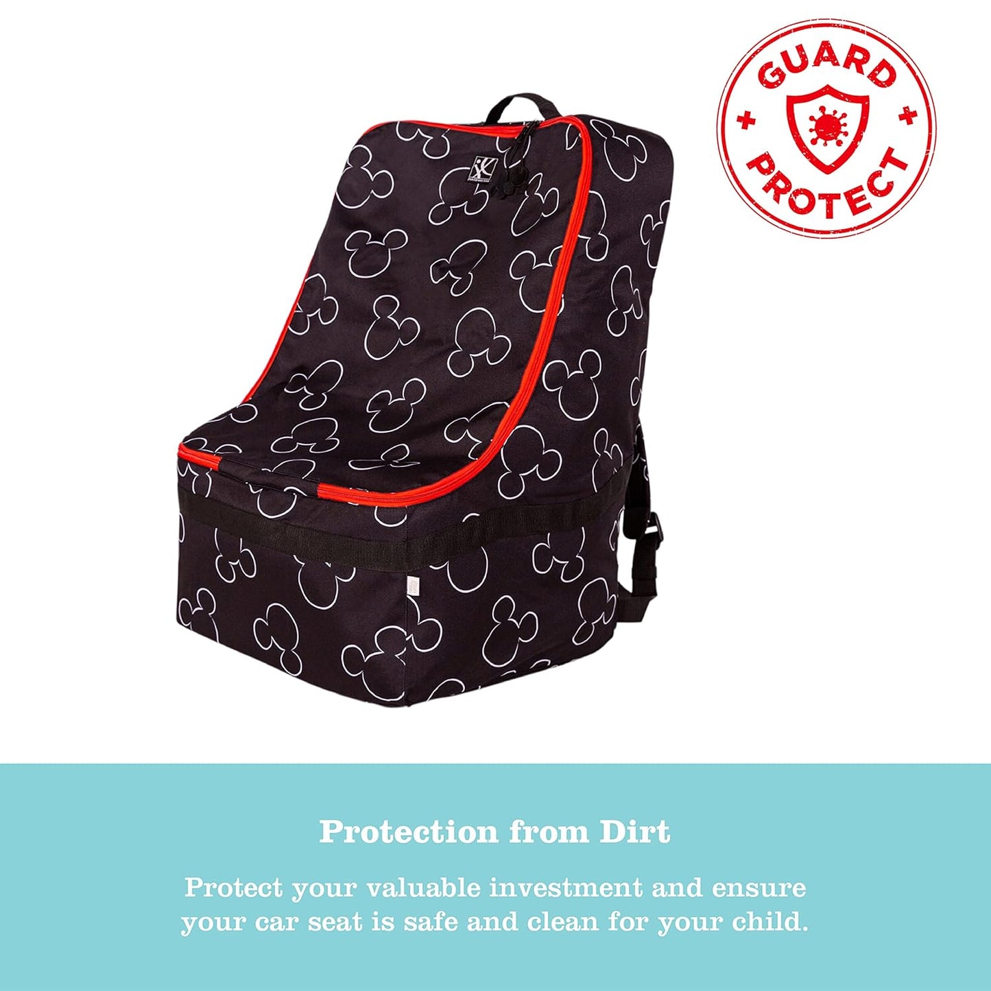 J.L. Childress Disney Baby Padded Backpack Car Seat Bag - Travel Bag for Airplane, Fits Most Baby & Infant Car Seats, Boosters, & Carriers, For Gate or Baggage Check - Ultimate, Mickey Mouse, Black