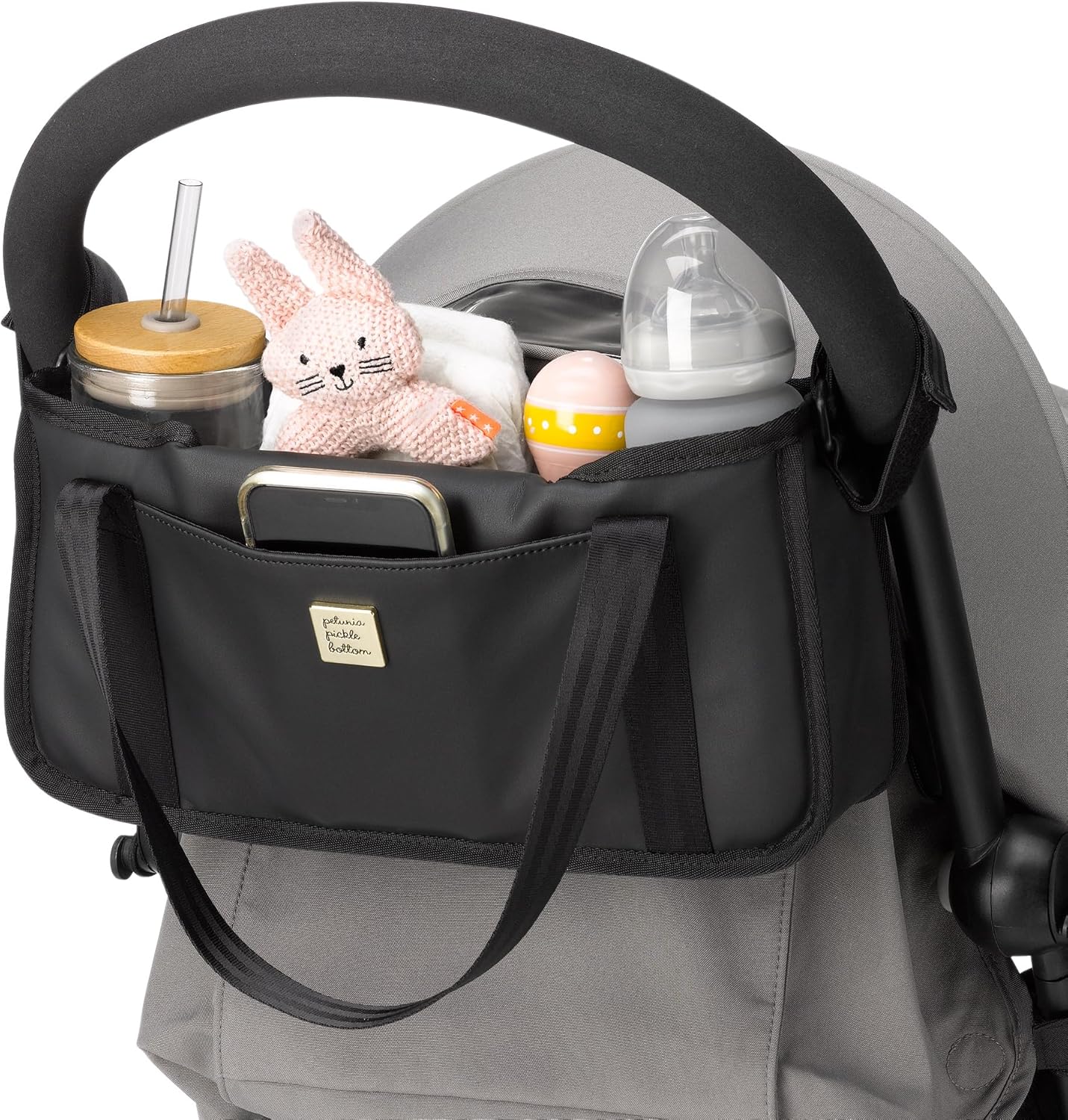 Petunia Pickle Bottom Wander Stroller Caddy, Perfect Baby Caddy for Organization, Multiple Carry Positions, Fits Most Strollers, Brioche