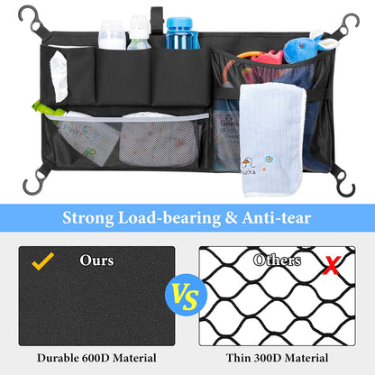HODRANT Stroller Wagon Cargo Net, Stroller Wagon Accessories Organizer Compatible with WONDERFOLD All W-Series Models, Large Capacity Mesh Cargo Storage Net with Sorting Pockets for Dry Wet Separation