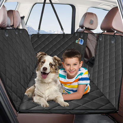 Kytely Dog Car Seat Cover for Back Seat,600D Heavy Duty Dog Hammock for Car with Side Flap,100% Waterproof Pet Backseat Cover, Anti-Scratch Nonslip Pet Seat Protector for Cars Trucks and SUV