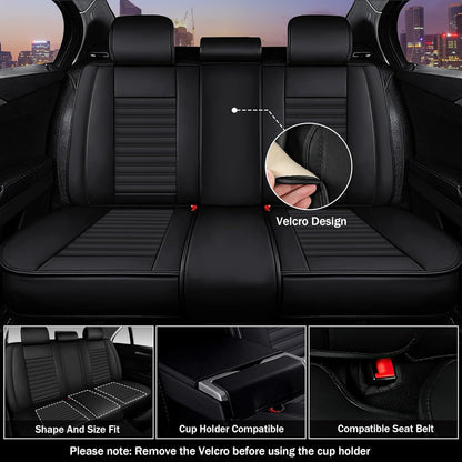 Seat Covers Fit for Mini Convertible 2009-2025 Premium Leather Car Seat Covers, Waterproof Non-Slip and Airbag Compatible, Fashion Car Seat Protector (Black Red,Front Set with Pillow)