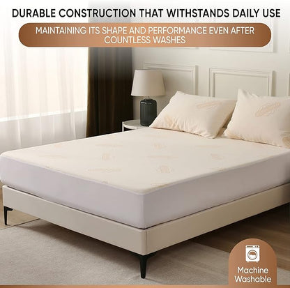 Waterproof Organic Mattress Protector Queen Size – Soft OCS Certified Organic Cotton Surface Mattress Cover – Noiseless & Breathable 250 GSM Mattress Pad – Deep Pocket Fitted Design