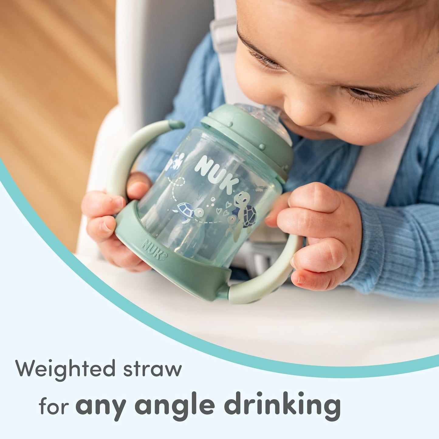 NUK Learner Straw Cup, 10oz, 2-Pack - Toddler Sippy Cup with Soft Straw for Easy Drinking, Suitable for Ages 8 Months and Up, Timeless Collection
