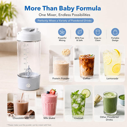 Electric Formula Mixing Pitcher, Heat Resistant Portable Baby Formula & Breastmilk Mixer, Automatic Formula Maker with Bidirectional Stirring, Fridge Storage Container, BPA-Free Tritan Milk Pitcher