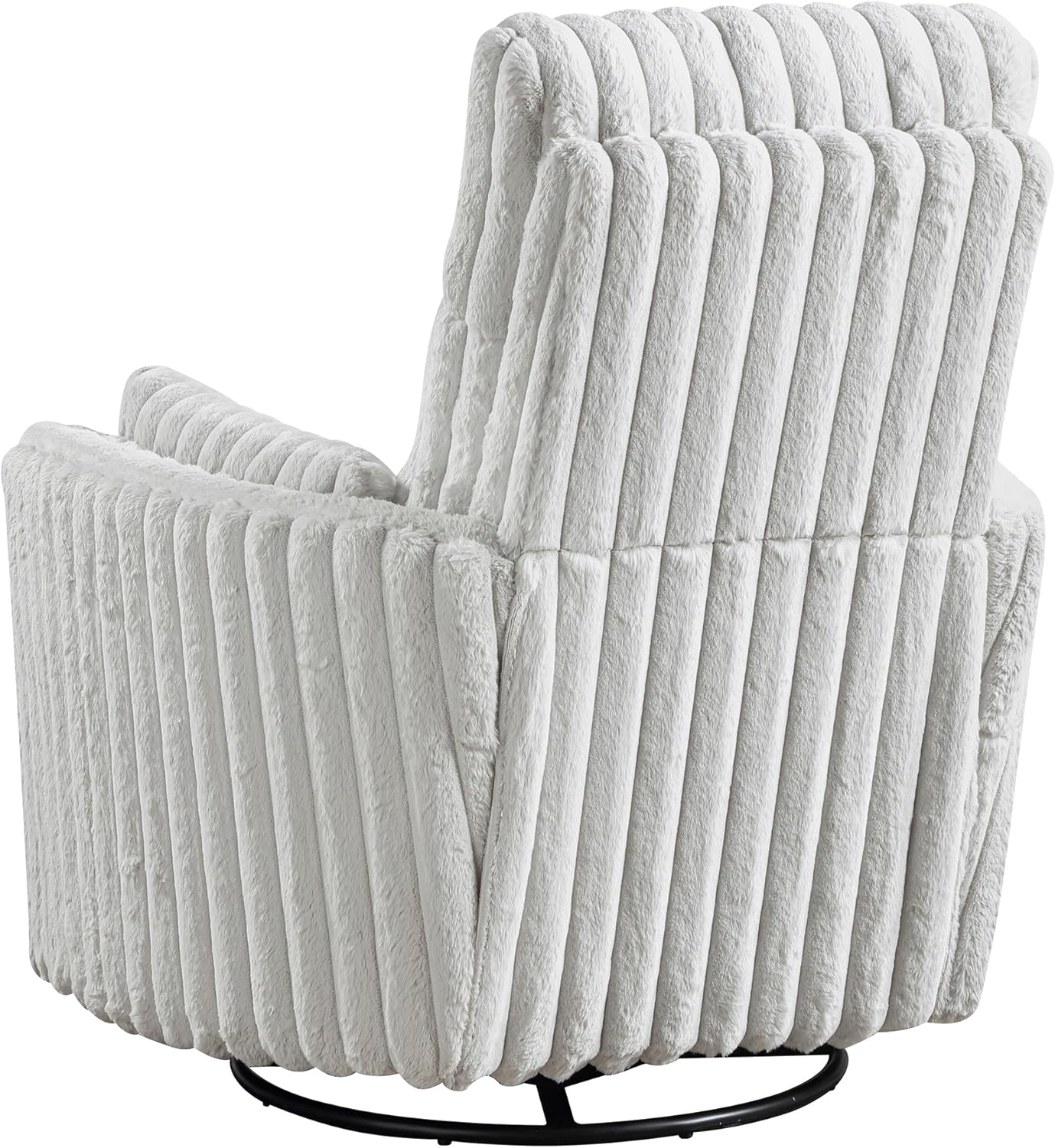 Lexicon Modern Swivel Glider Recliner Chair, Nursery Glider, Corduroy Fabric Upholstery Recliner with High Back, Manual Recliner Sofa Chair for Living Room/Office/Apartment, Gray