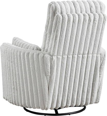 Lexicon Modern Swivel Glider Recliner Chair, Nursery Glider, Corduroy Fabric Upholstery Recliner with High Back, Manual Recliner Sofa Chair for Living Room/Office/Apartment, Gray