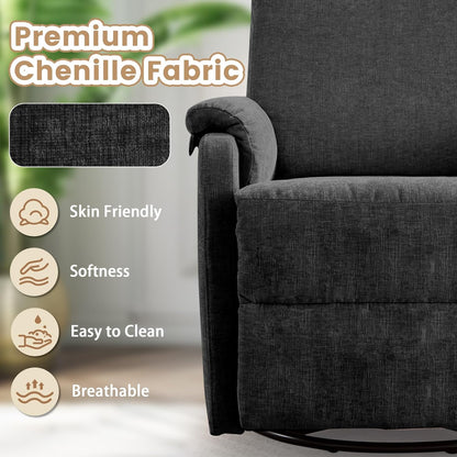 Korser Recliner Chair, Swivel Rocking Recliner Chair for Adults, Glider Rocking Chair, Small Nursery Chair Recliner for Living Room, Reclining Chair with Modern-Designed Armrests, Chenille, Beige