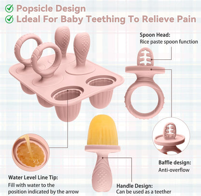 Silicone Toddlers Popsicle Molds with Sticks, 2Packs Mini Popsicles Molds for Baby Breastmilk Popsicle Molds for Teething Relief, Frozen Treats Maker Popsicle Maker Ice Pop Mold for Babies Kids