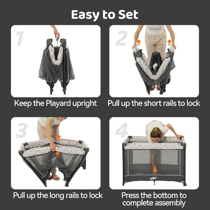 Pamo Babe Pack and Play with Bassinet, Portable Playard for Baby