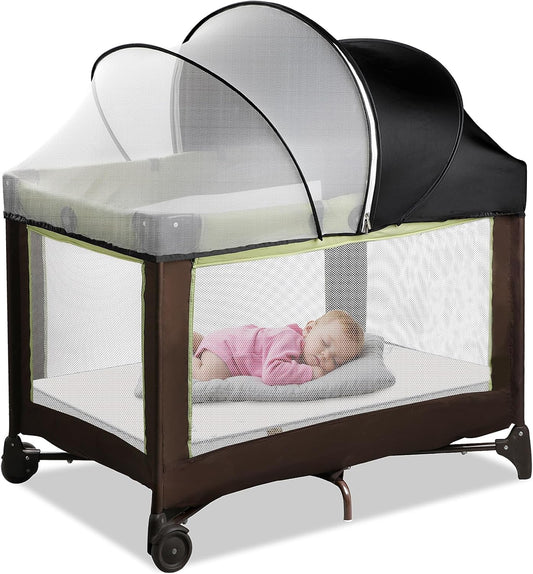 Bassinet Cover for Cats - Blackout Breathable Mosquito Net for Baby Bedside Sleepers & Travel Cribs, 2-Way Zipper Bug Canopy Tent to Block Light & Keep Cats Out (Black-Small)