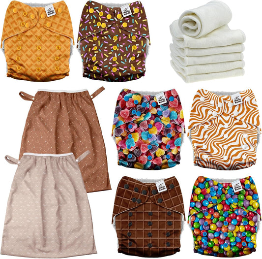 Mama Koala 3.0 Baby Cloth Diapers with 6 Inserts Bundle, with 2 Pack Reusable Pail Liner