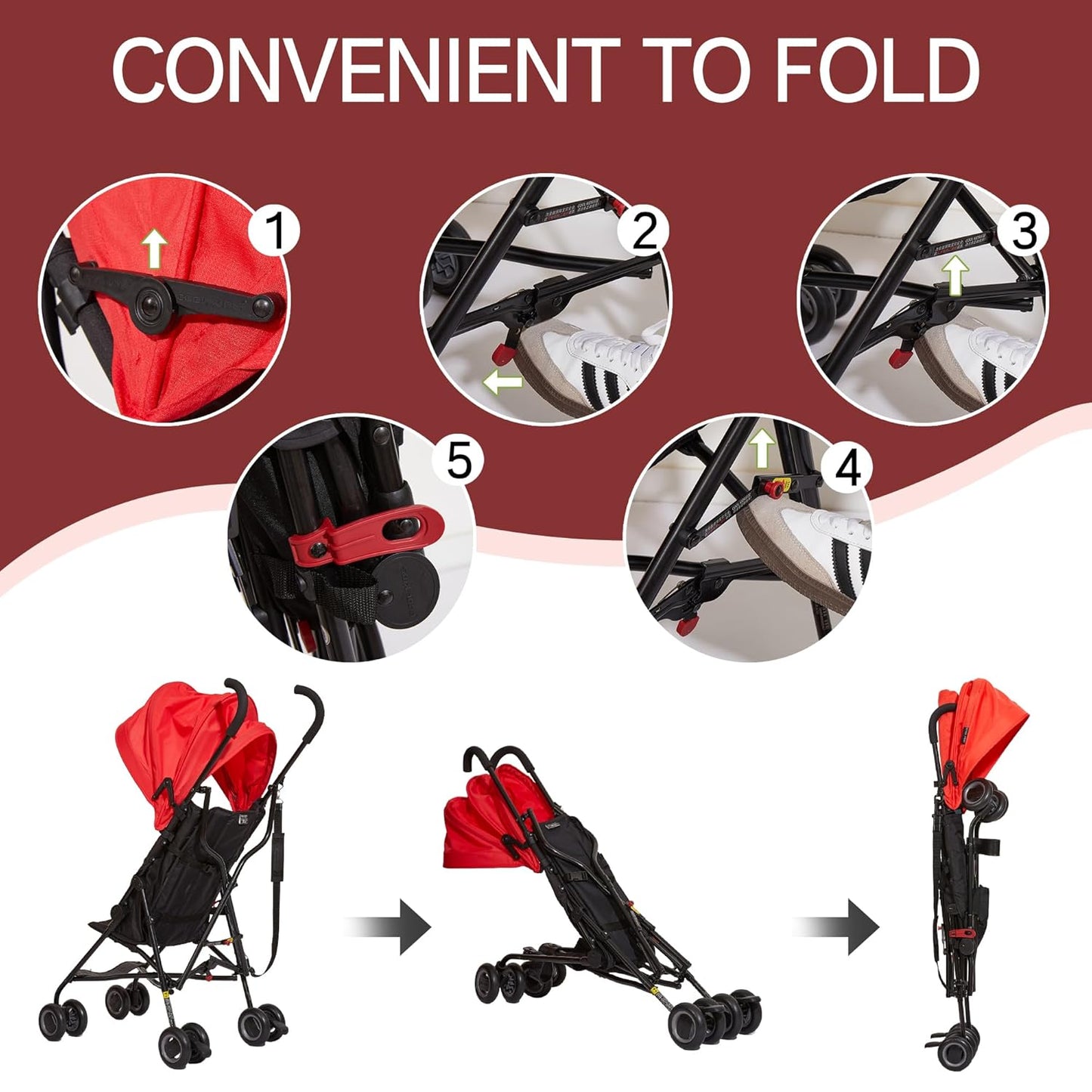 Lightweight Travel Stroller, Cool Kids Baby Portable Stroller with Carrier for Walking, Shopping, and Playgrounds