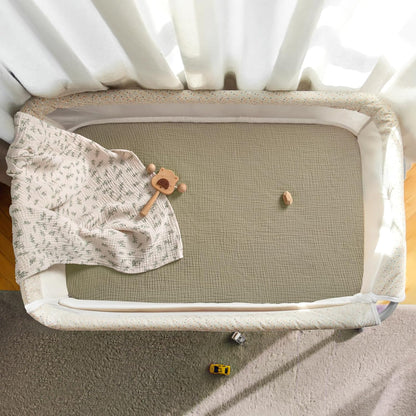 lulumoon Baby Bassinet Sheets Muslin: Cotton Bedside Bassinet Sheets Leaf for Boys - Fitted for Bedside Sleeper Mattress