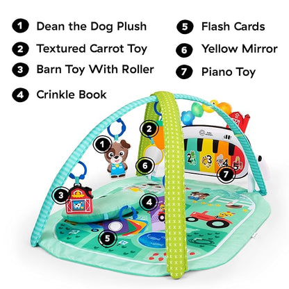 Baby Einstein Farm Explorers 4-in-1 Kickin’ Tunes Musical Meadow Music & Language Discovery Gym, Ages 0 Months and Up