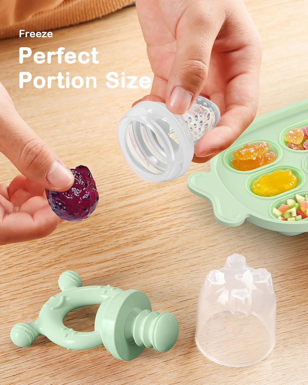Baby Food Freezer Tray with Lid 2 Pack, Silicone Baby Food Storage Containers, Breastmilk Popsicle Mold, Small Ice Cube Tray for Homemade Baby Food（Blue/Green）