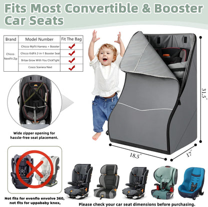 Car Seat Travel Bag for Airplane – Waterproof Heavy Duty Carseat Backpack for Gate Check or Airport Travel – Fits Infant, Convertible & Booster Seats, Black