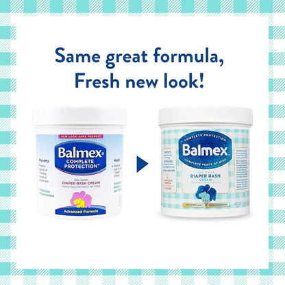 Balmex Fast-Acting Baby Diaper Rash Cream with Zinc Oxide + Soothing Botanicals, Pediatrician-Recommended, 16oz