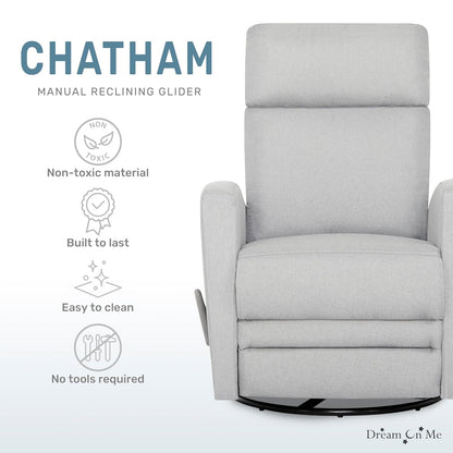Dream On Me Chatham Basic Nursery Rocking Glider in Ecru, 360° Swivel Motion, FSC Certified, Greenguard Gold & JPMA Certified Nursery Glider, Three Rocking Modes Nursery Glider Recliner