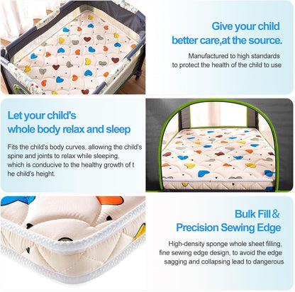 Feisaibaoly Pack and Play Mattress (38 “x26 ”x1.5),Skin Friendly Fabric, Soft, Breathable and Quiet, Provides Baby Friendly Support and Helps Healthy Spine Development,Pack and Play Topper.