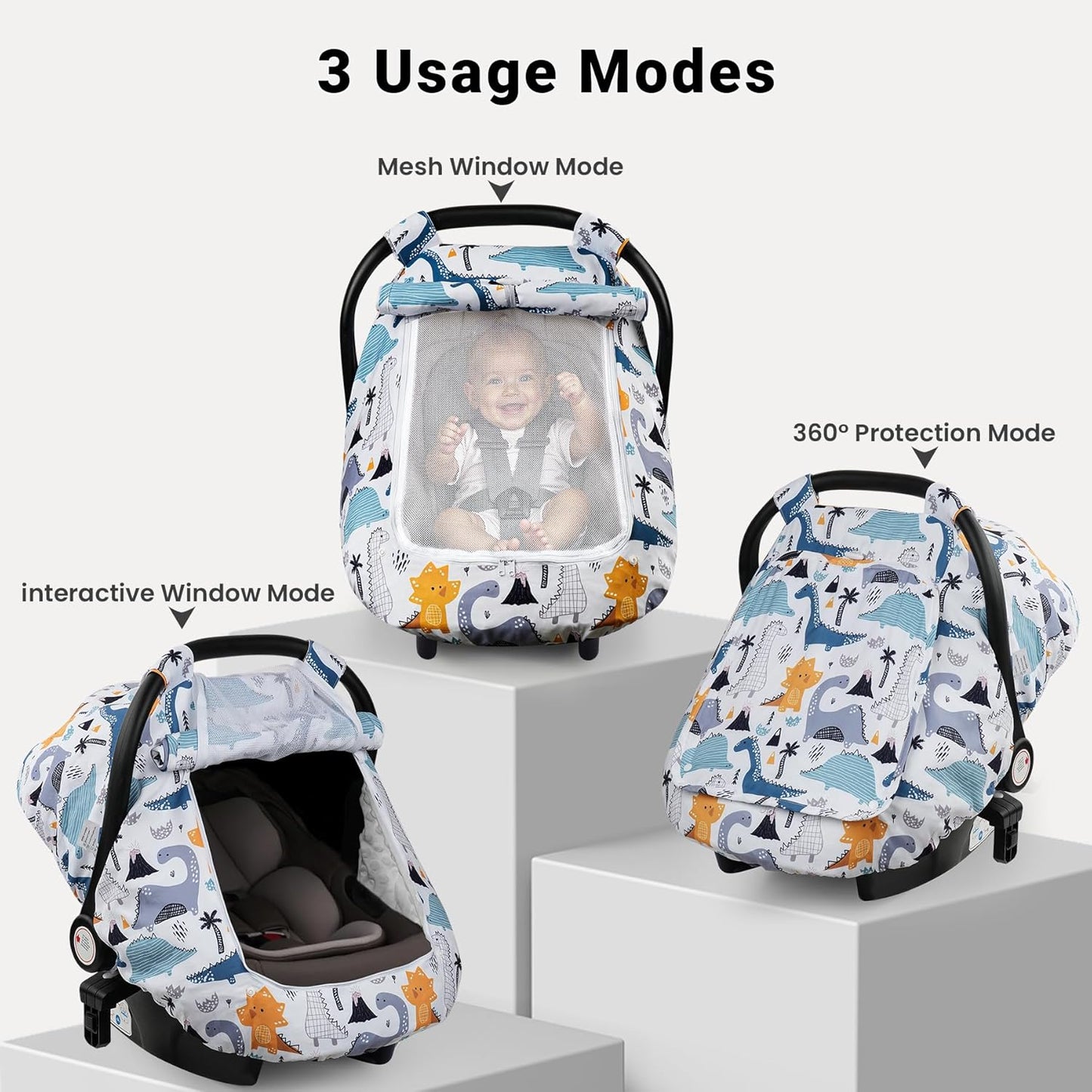 Elstey Car Seat Cover Baby, Minky Dot Carseat Covers Baby Girls, Lightweight Infant Car Seat Cover Canopy with 2 Layers Breathable Mesh Windows, Stroller Carrier for Babies Newborn Essentials